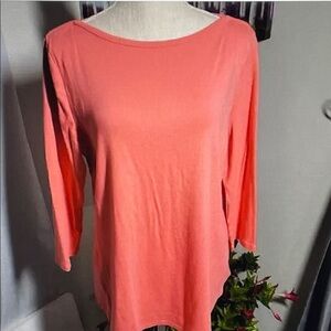 croft & barrow Coral Long Sleeve Boatneck Top